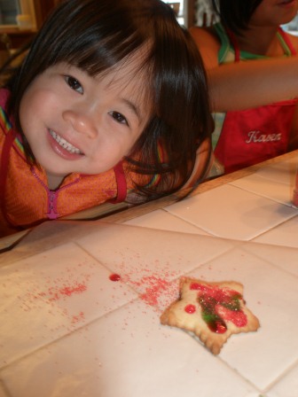 Karis baking cookies for Santa